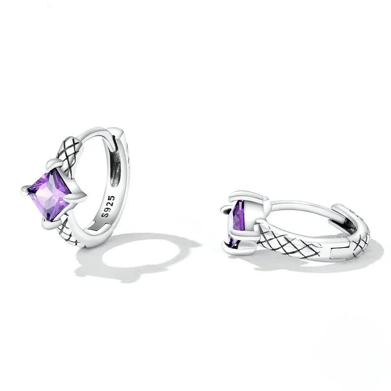 Clip d'oreille serpent en argent S925 et zirconium violet