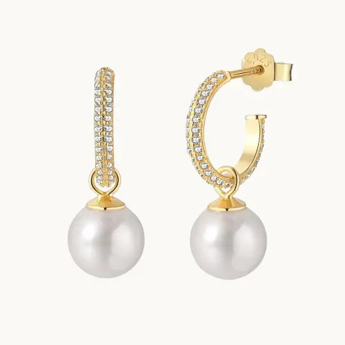 Boucles d'oreilles en argent S925 ornées de perles et zircons