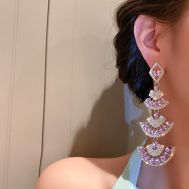 Boucles d'oreilles vintage en argent S925 avec strass