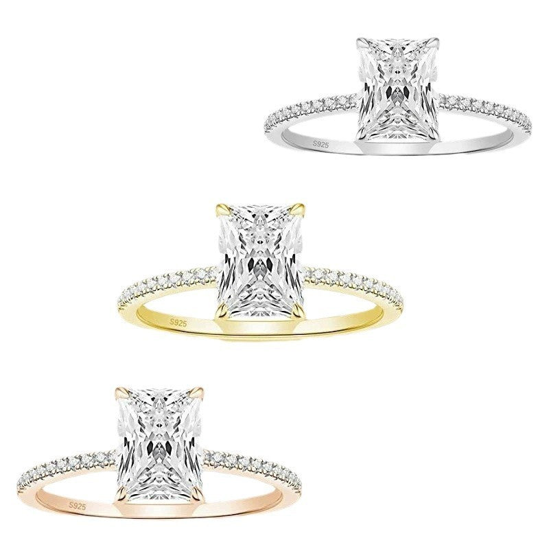 Bague Femme en Argent 925 avec Strass 3CT