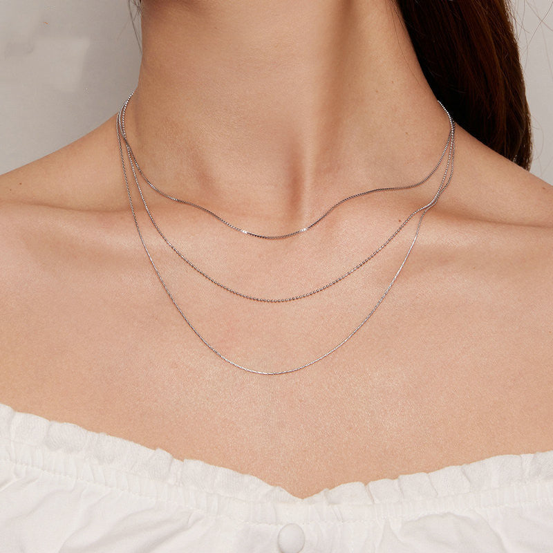 Collier Superposé en Argent 925 – Triple Éclat Féminin