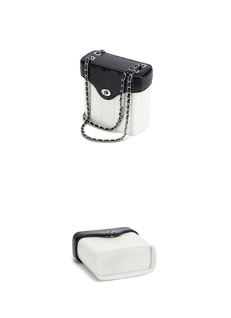 Sac Bandoulière en Cuir Véritable pour Femme – Modèle Carré Élégant avec Chaîne