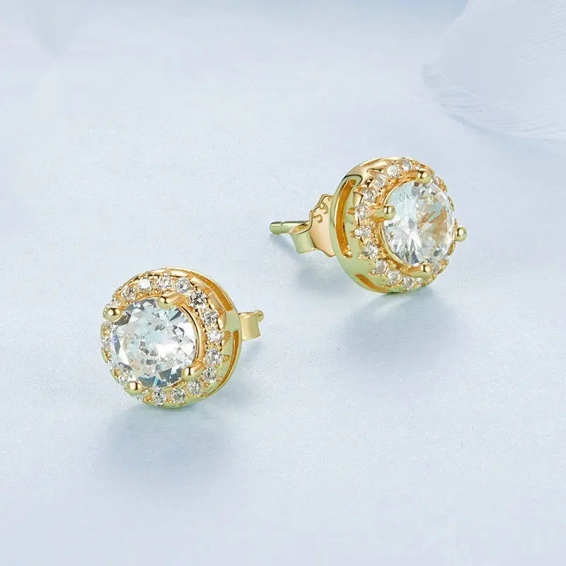 Puces d'oreilles en argent S925 plaqué or blanc