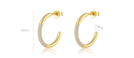 Boucles d’oreilles Créoles Ouvertes – Argent 925 & Strass Étincelants