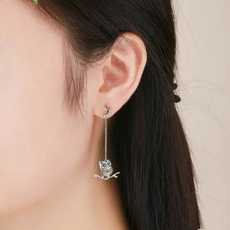 Boucles d'oreilles longues hibou