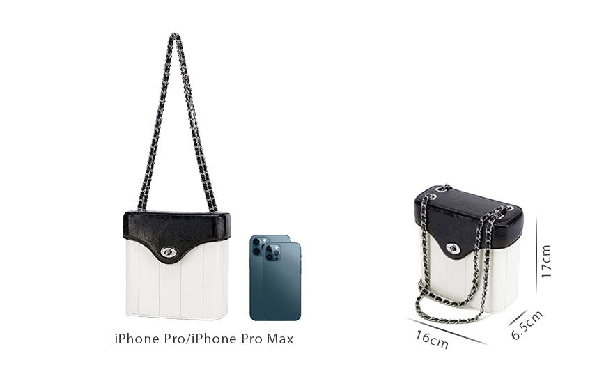 Sac Bandoulière en Cuir Véritable pour Femme – Modèle Carré Élégant avec Chaîne