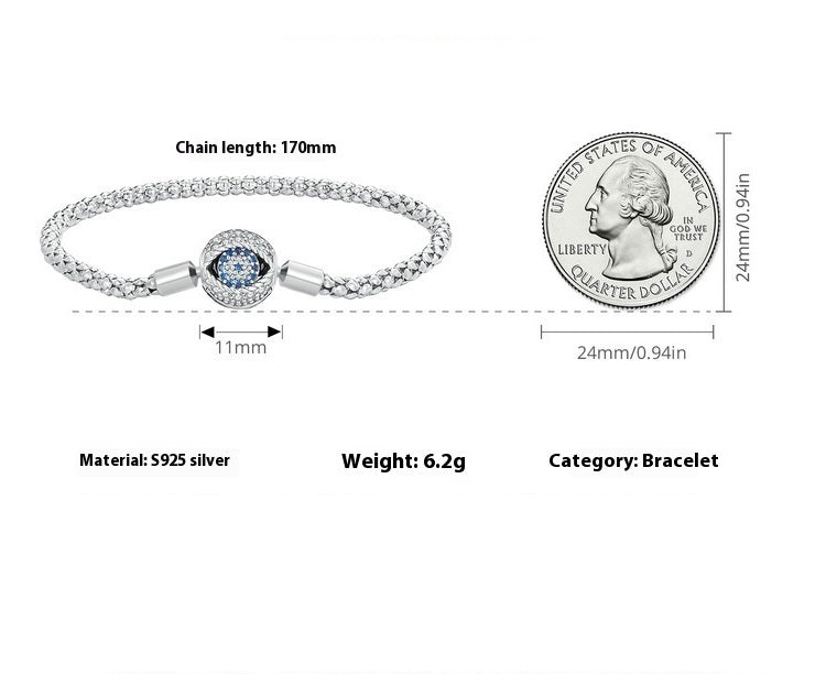 Bracelet Élégant en Argent S925 avec Motif Œil - Design Unique et Symbolique