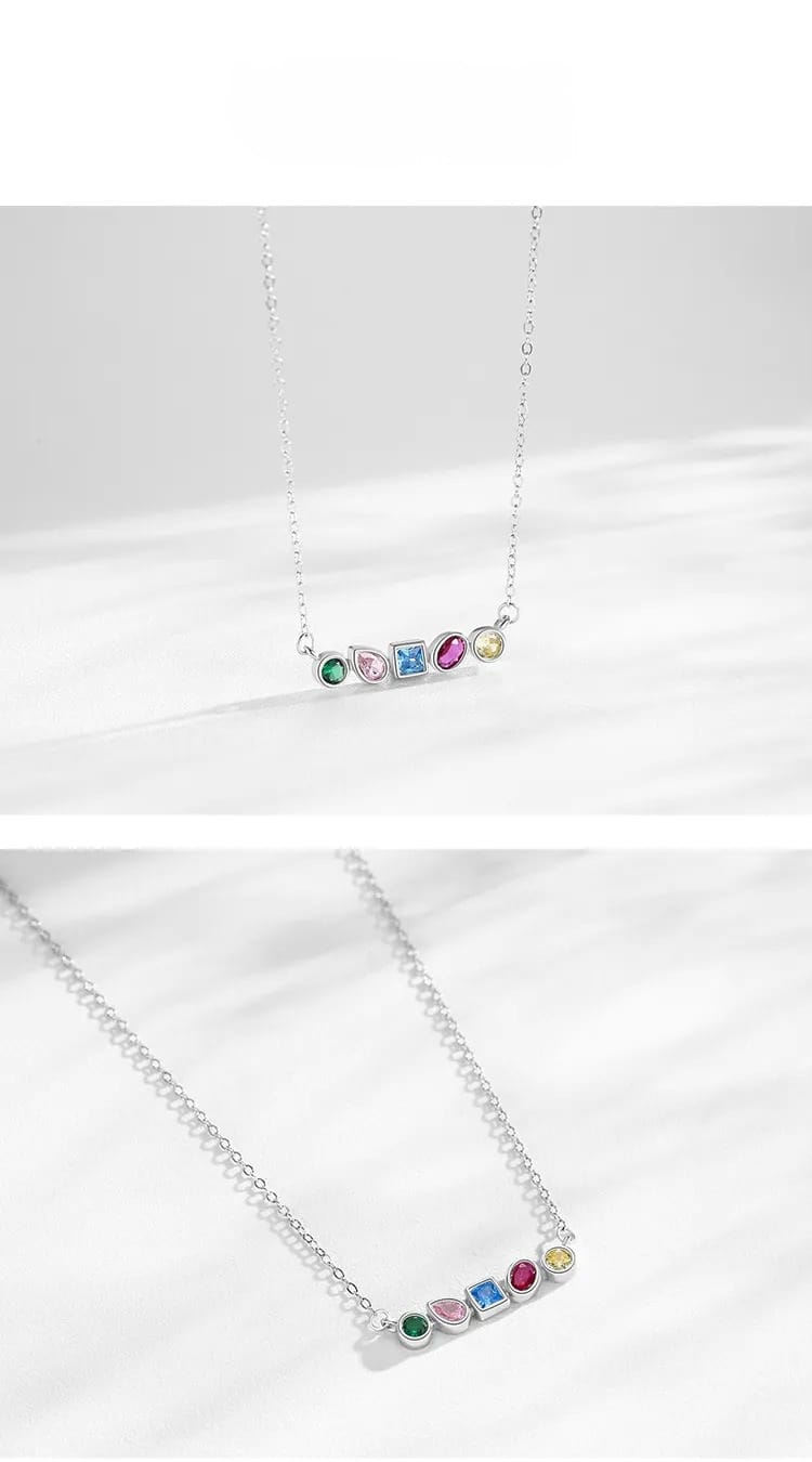 Collier en Argent S925 avec Zircon Arc-en-Ciel