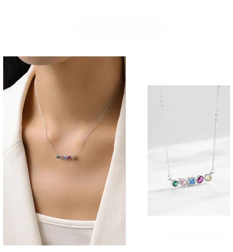 Collier en Argent S925 avec Zircon Arc-en-Ciel