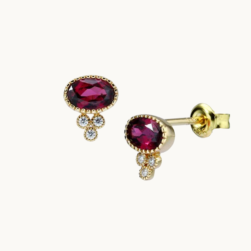 Boucles d'oreilles en argent S925 avec grenat, topaze bleue et tanzanite