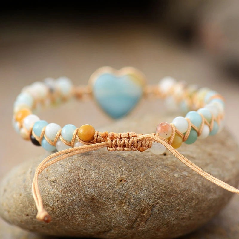 Bracelet Cœur Classique en Agate – Tressé et Ajustable