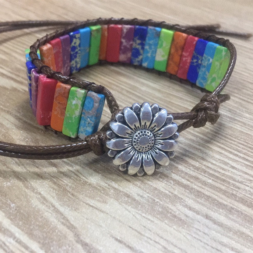 Bracelet Chakra en Pierre Naturelle – Bijou Artisanal Multi-Couleurs