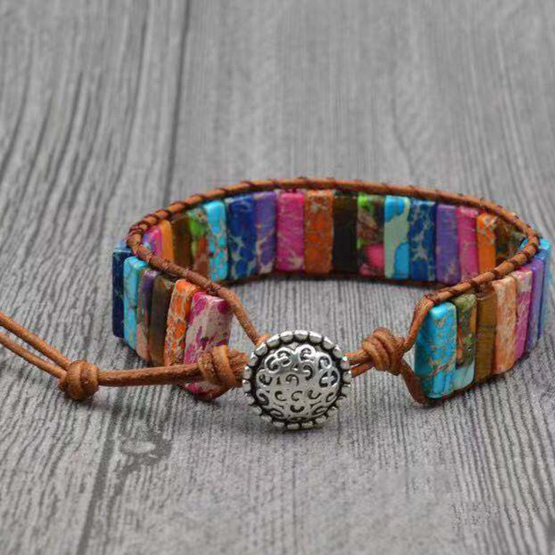 Bracelet Chakra en Pierre Naturelle – Bijou Artisanal Multi-Couleurs