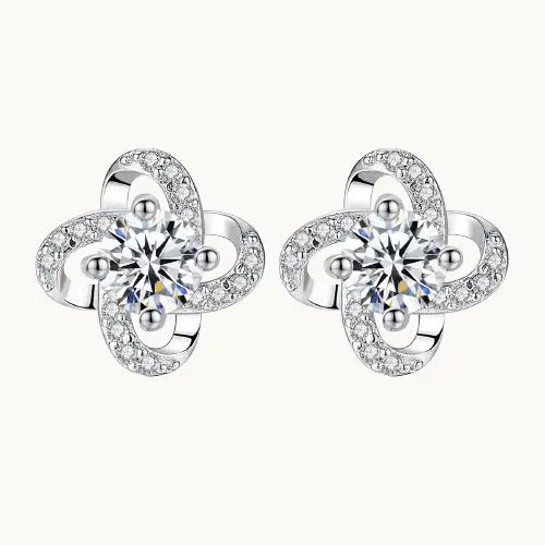 Boucles d'oreilles clous en argent S925 avec zircon 3A – Trèfle