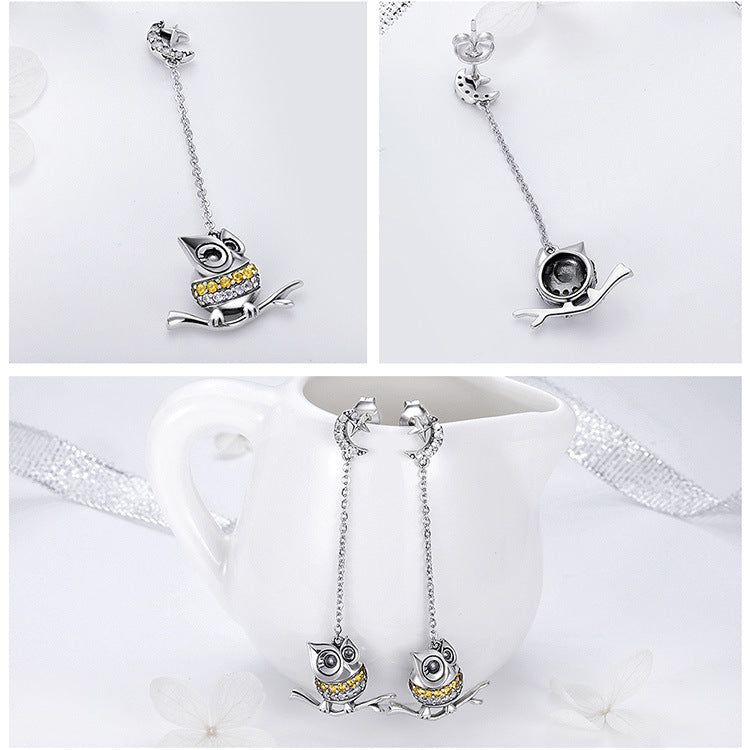 Boucles d'oreilles longues hibou
