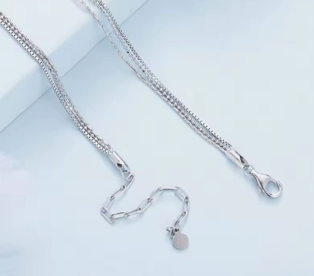 Collier Superposé en Argent 925 – Triple Éclat Féminin