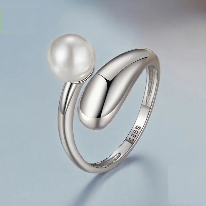 Bague Ajustable en Argent avec Perle Nacrée