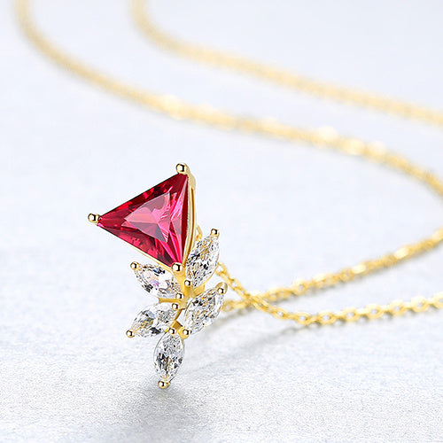 Collier en Argent S925 avec Pendentif Triangle Fleur