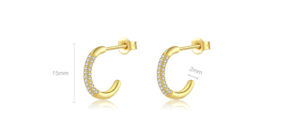 Boucles d’oreilles Créoles Ouvertes – Argent 925 & Strass Étincelants
