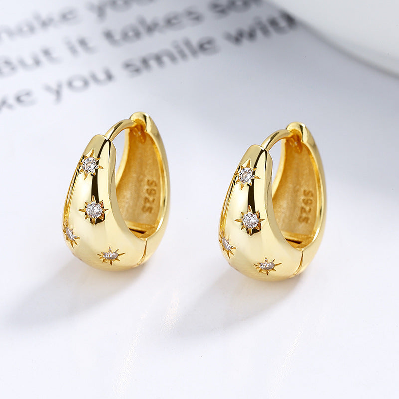 Boucles d'oreilles en argent sterling 925 – Asterisme rétro féminin