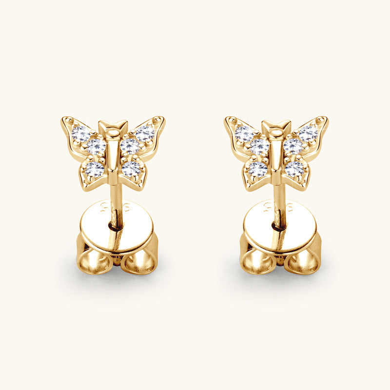 Boucles d'oreilles papillon Moissanite en argent sterling S925