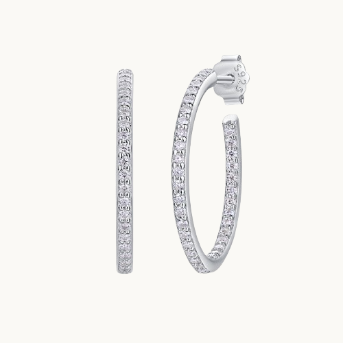 Boucles d'Oreilles Créoles en Argent 925 – Moissanite Étincelante