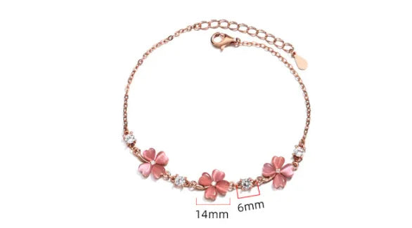 Bracelet en Argent 925 avec Cristaux Opales et Zircons – Bijoux en Or Rose