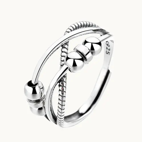 Bague Unisexe en Argent S925 – Rétro à Trois Couches