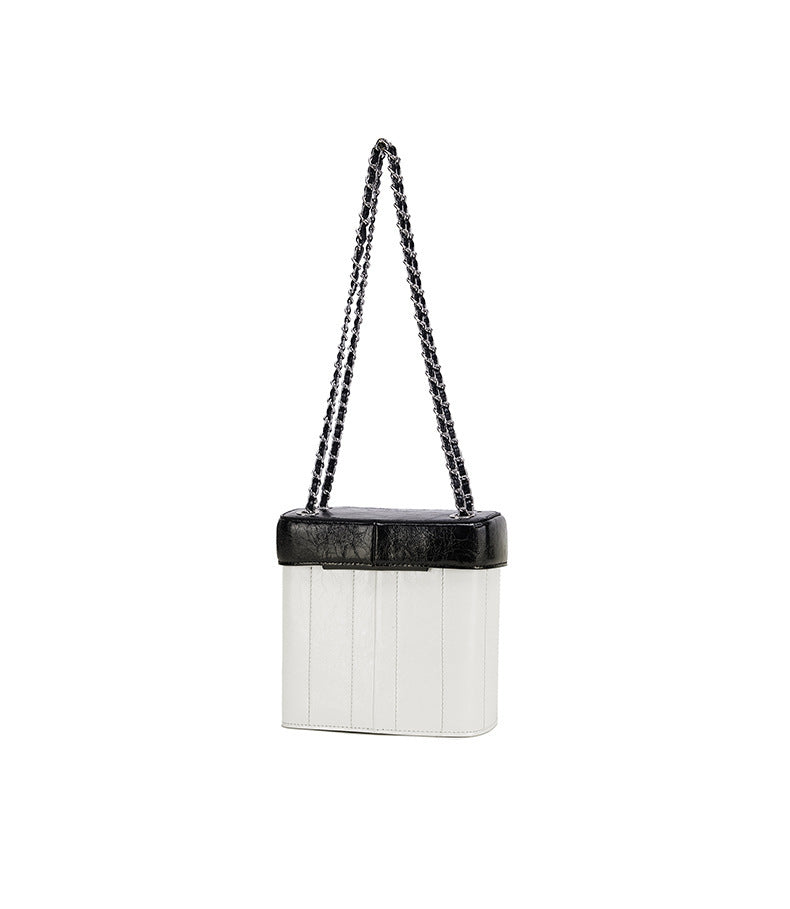 Sac Bandoulière en Cuir Véritable pour Femme – Modèle Carré Élégant avec Chaîne