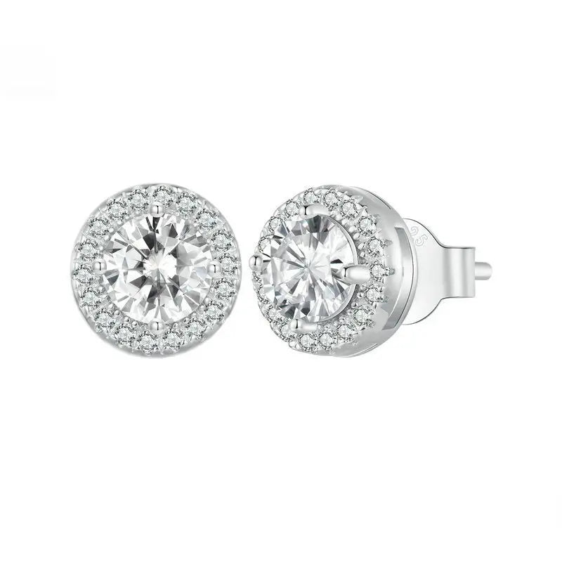 Puces d'oreilles en argent S925 plaqué or blanc