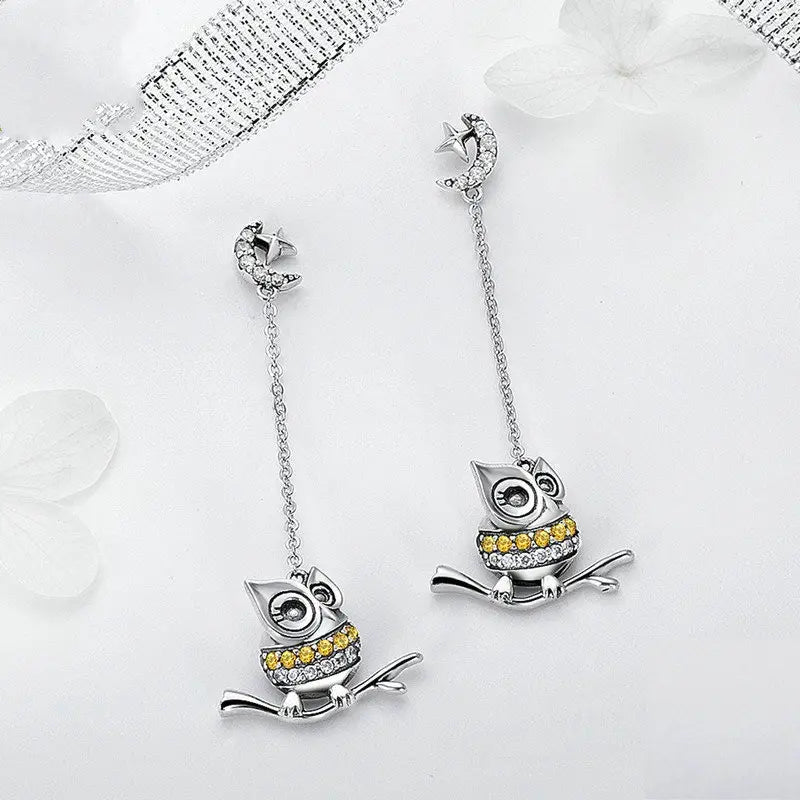 Boucles d'oreilles longues hibou