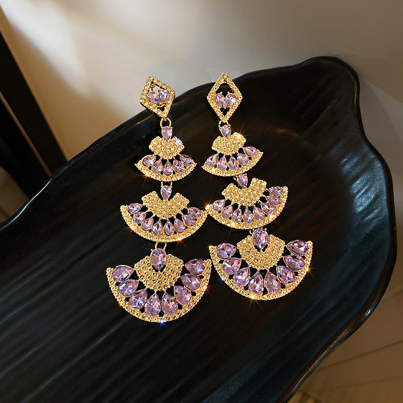 Boucles d'oreilles vintage en argent S925 avec strass