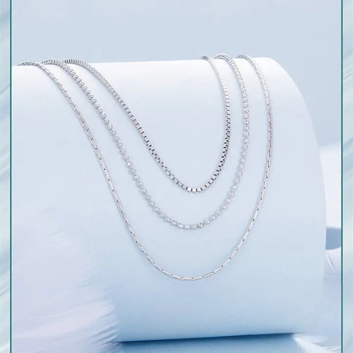 Collier Superposé en Argent 925 – Triple Éclat Féminin