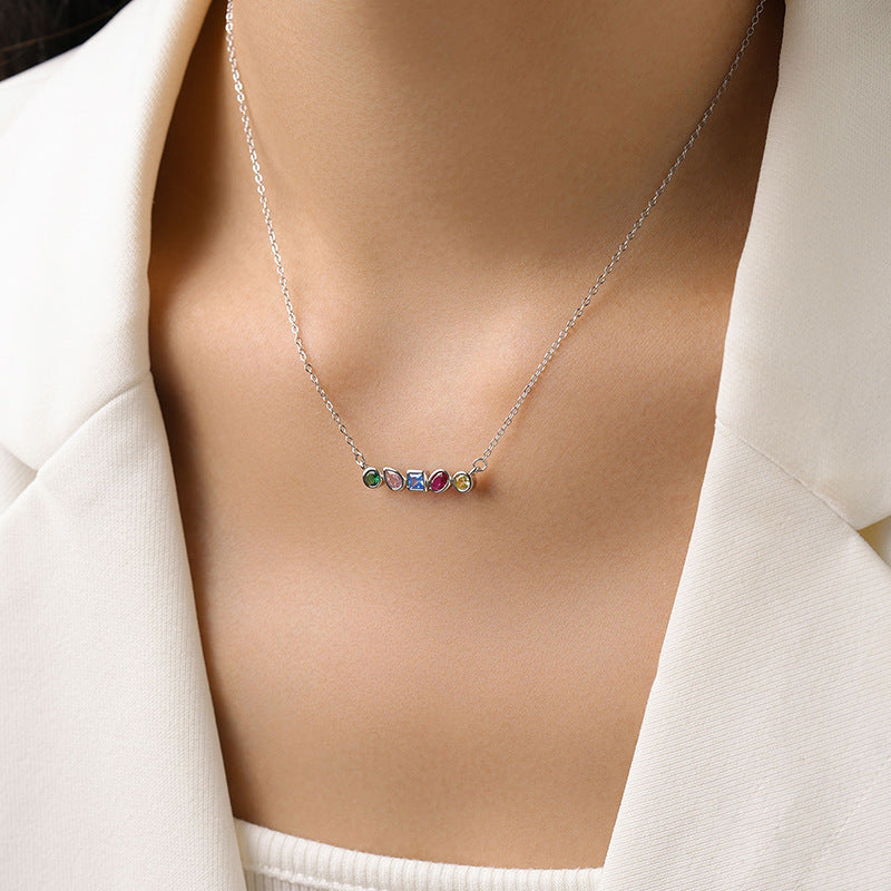 Collier en Argent S925 avec Zircon Arc-en-Ciel