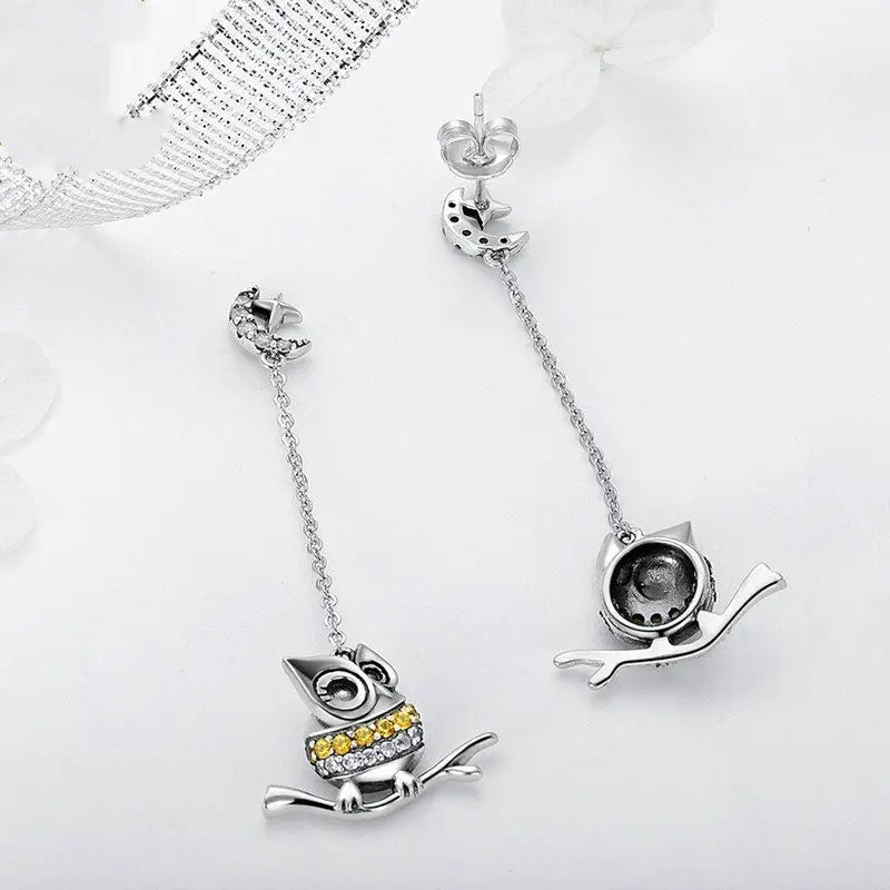 Boucles d'oreilles longues hibou