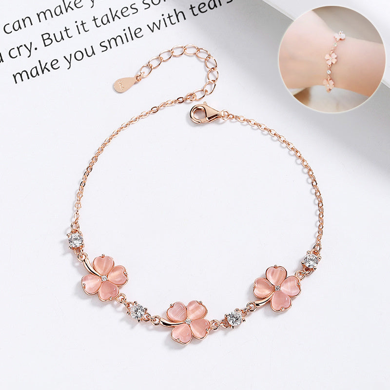 Bracelet en Argent 925 avec Cristaux Opales et Zircons – Bijoux en Or Rose