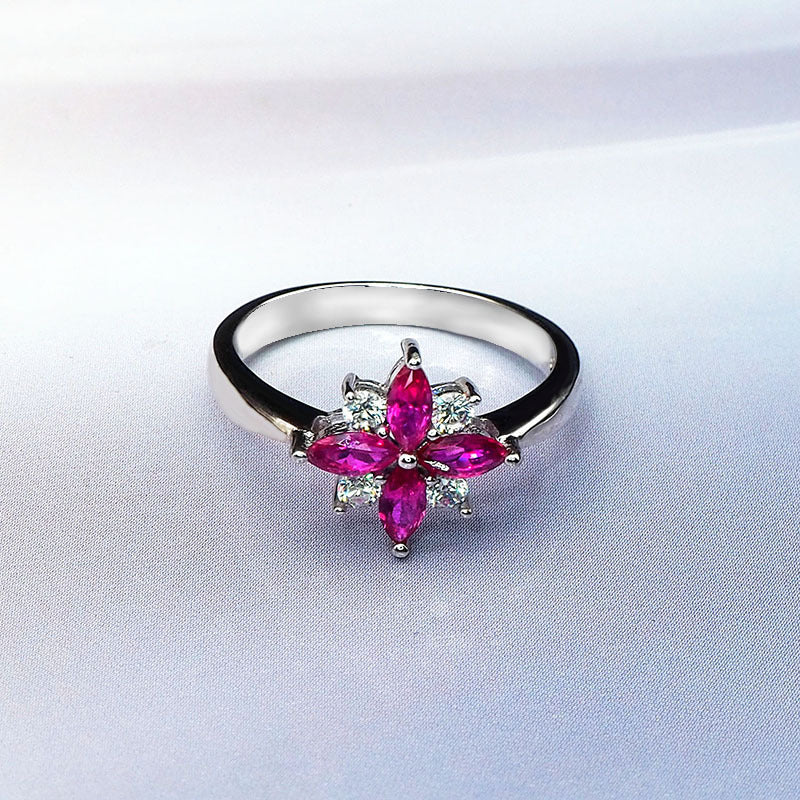 Bague en Argent Sterling – Zircon Rouge Grenade