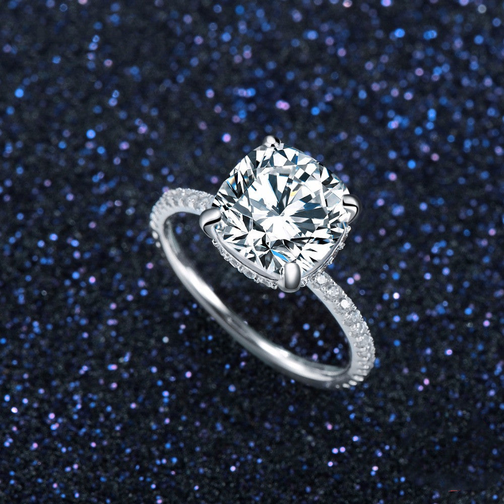 Bague en Argent 925 avec Zircon - Bague Diamant Simulation Femme