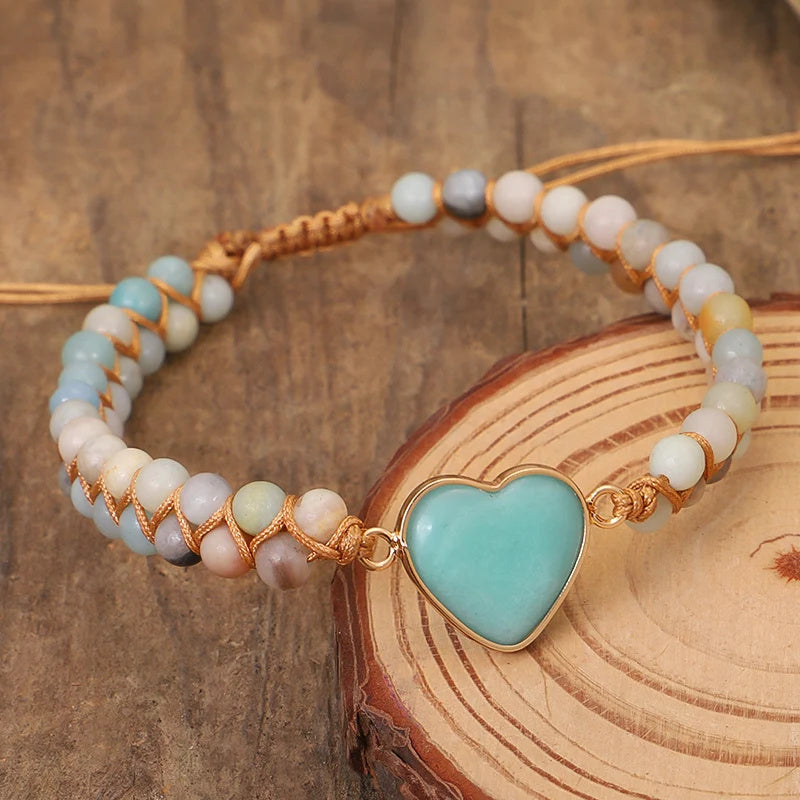 Bracelet Cœur Classique en Agate – Tressé et Ajustable