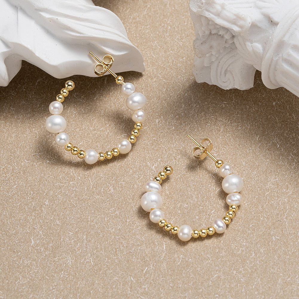 Boucles d'oreilles en argent S925 avec perles naturelles