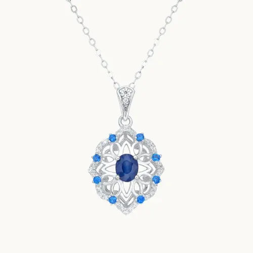 Collier en Argent S925 avec Pendentif Saphir Naturel