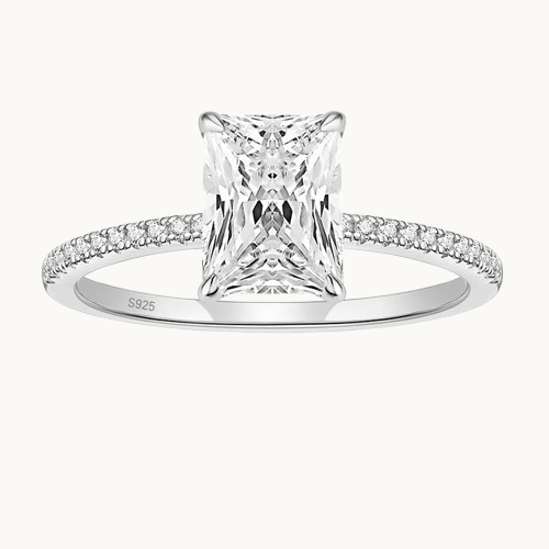 Bague Femme en Argent 925 avec Strass 3CT