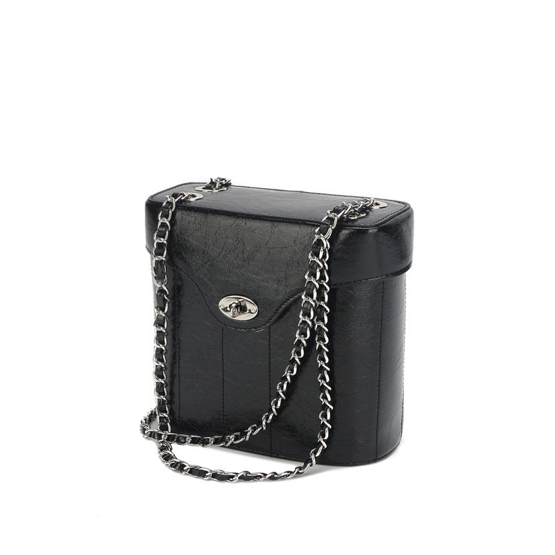 Sac Bandoulière en Cuir Véritable pour Femme – Modèle Carré Élégant avec Chaîne