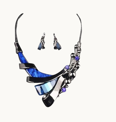 Ensemble de Bijoux de Luxe - Collier et Boucles d'Oreilles Géométriques