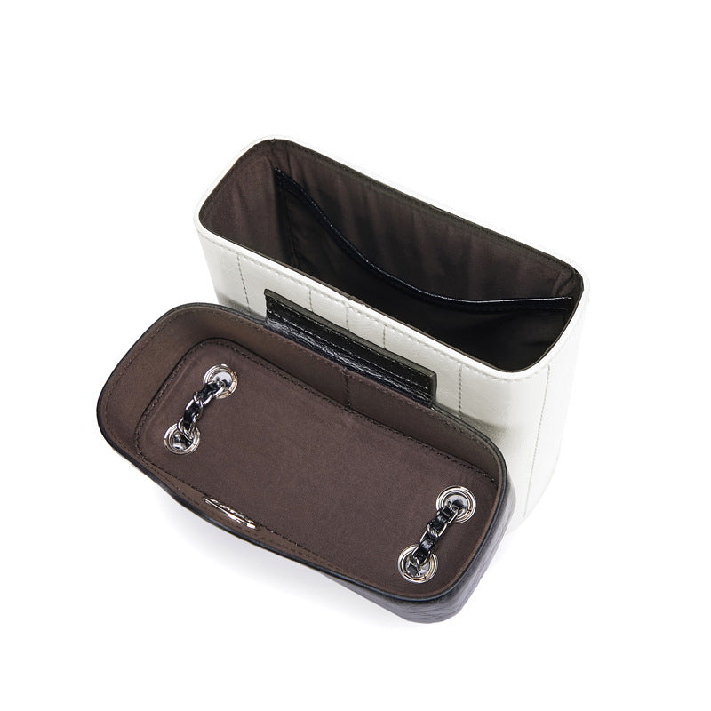 Sac Bandoulière en Cuir Véritable pour Femme – Modèle Carré Élégant avec Chaîne