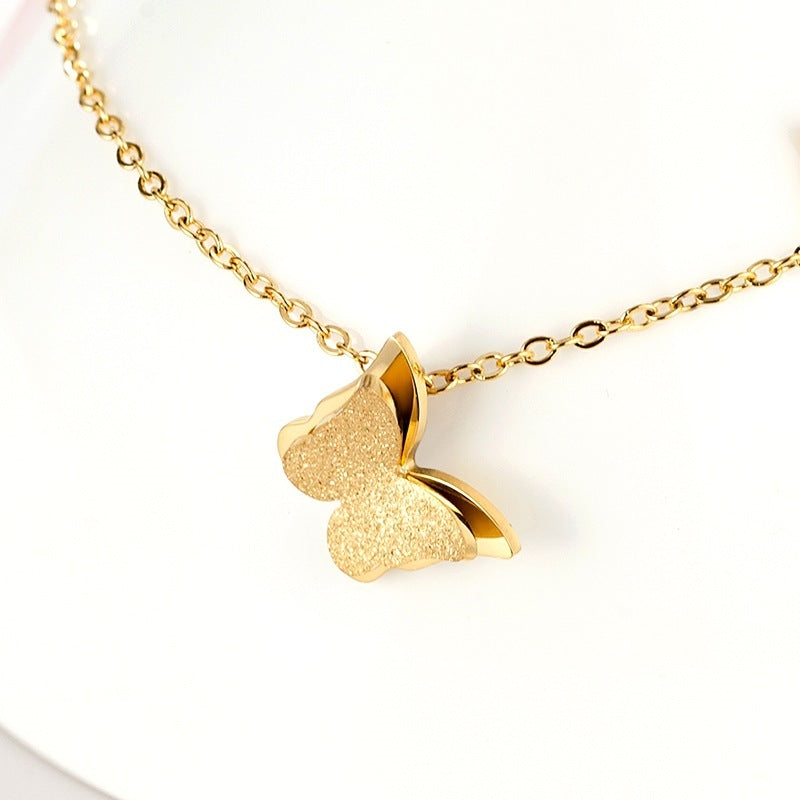 Bracelet de Cheville Papillon en Acier Titane – Élégance Minimaliste