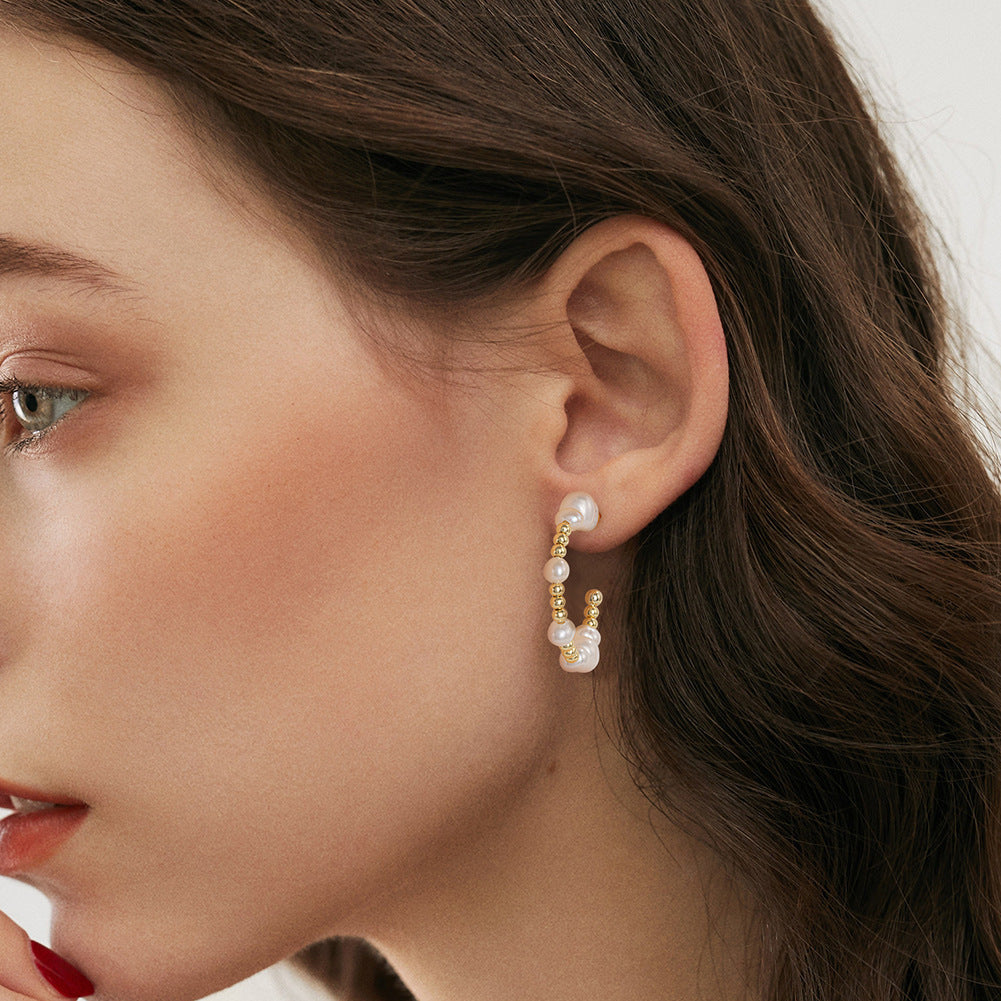Boucles d'oreilles en argent S925 avec perles naturelles