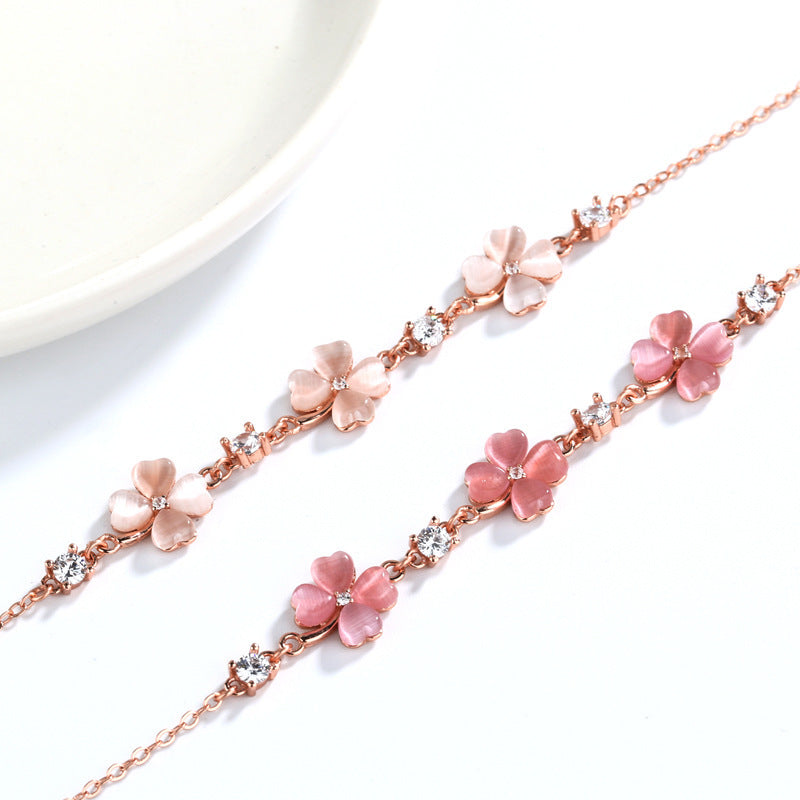 Bracelet en Argent 925 avec Cristaux Opales et Zircons – Bijoux en Or Rose