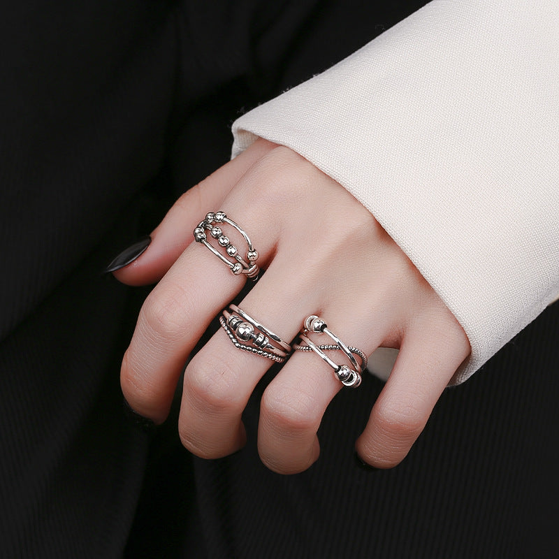 Bague Unisexe en Argent S925 – Rétro à Trois Couches