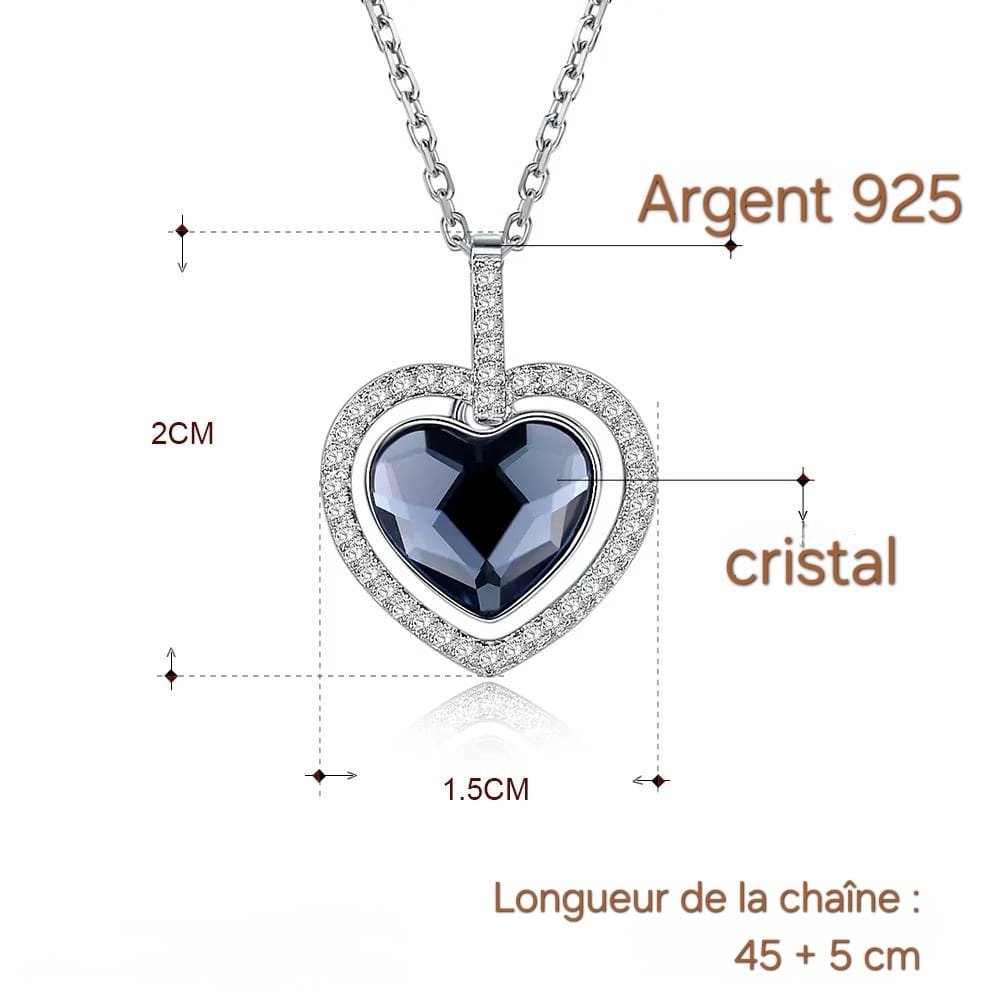 Collier Cœur en Cristal Brillant en Argent